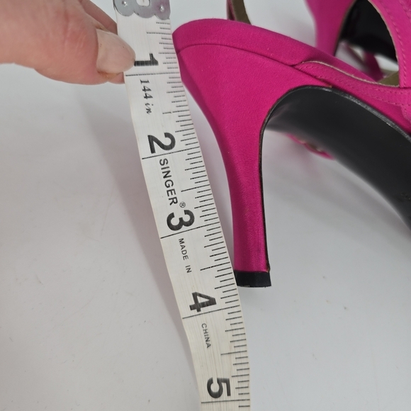 Yves Saint Laurent pink strappy sandles skinny heels size 10 - Picture 5 of 7